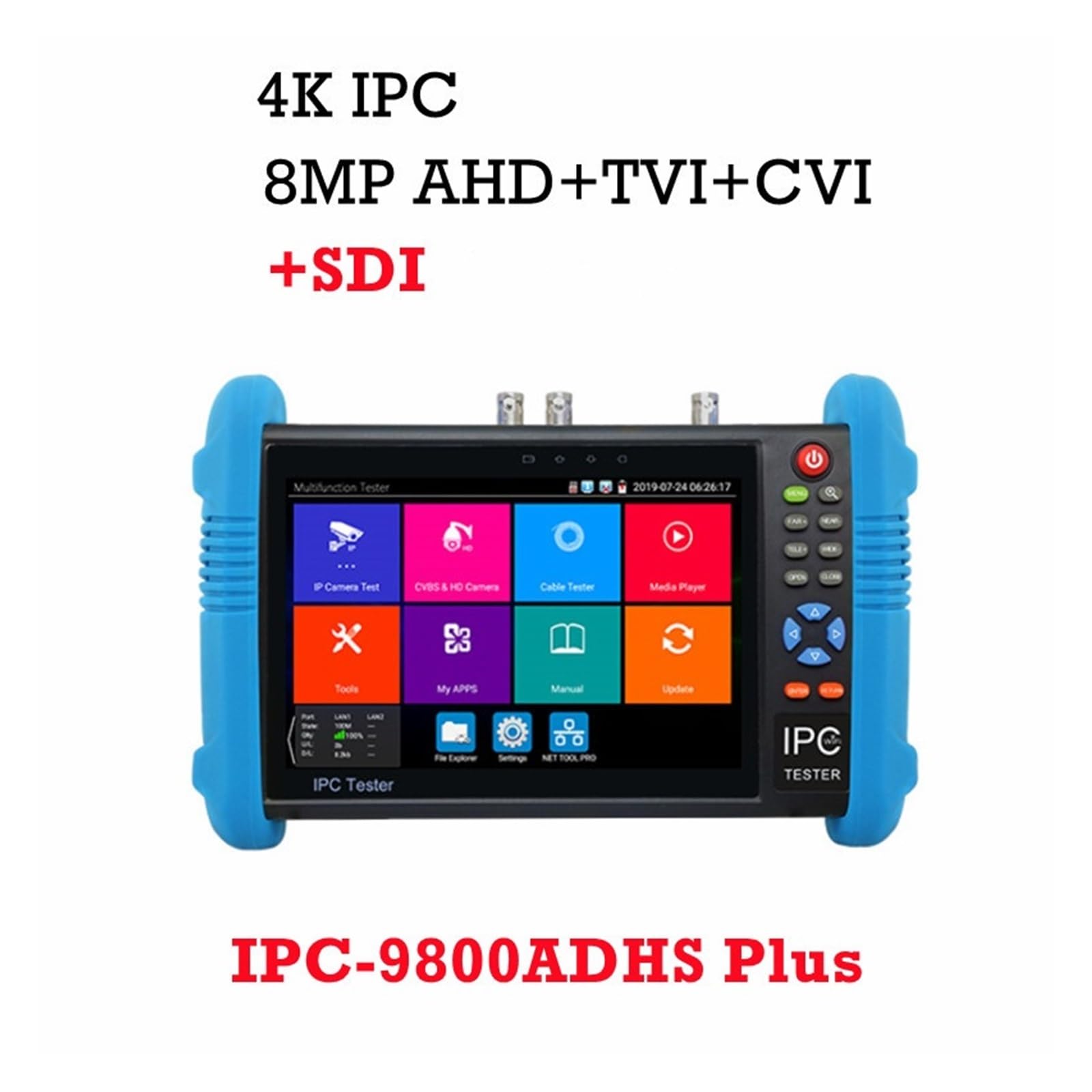 Tester per telecamere CCTV Tester IPC Tester CCTV Da 8MP Monitor Da 7 Pollici IPC 9800 Plus Tester Display Video H.265 4K Monitor Tester Telecamera IP PTZ Test telecamera coassiale HD e tracciatore di