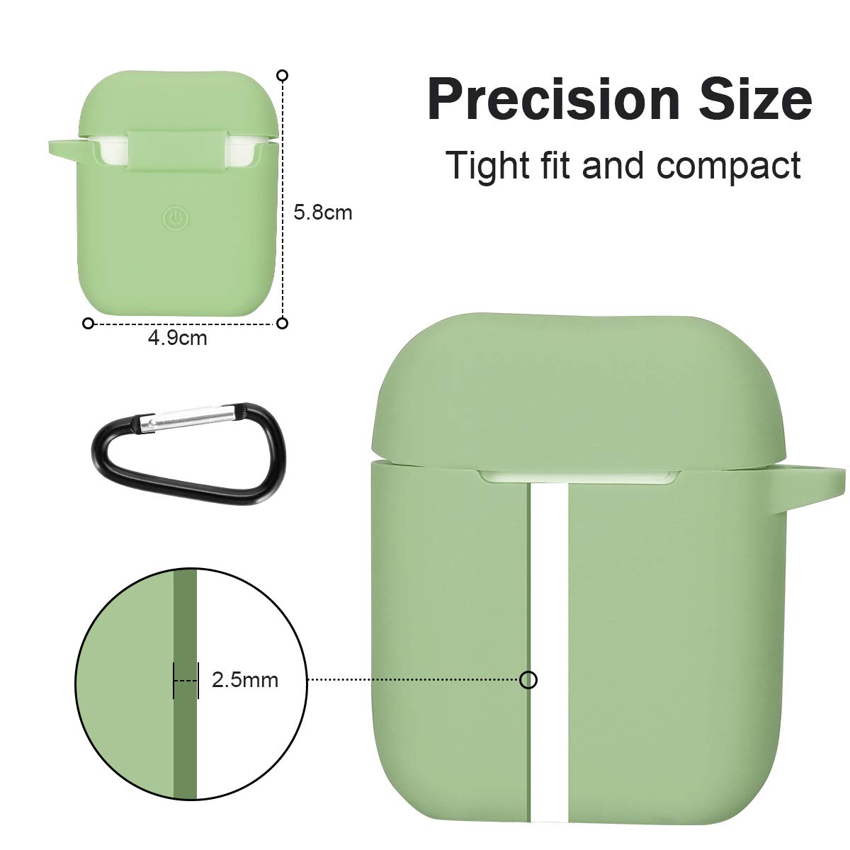 KOKOKA Custodia in Silicone da Appendere Compatiblile con AirPods 2 & 1, Custodia Protettiva per AirPods, Airpods Case Cover LED Anteriore Visibile Moschettone Portachiavi, Emerald KOKOKA Custodia in Silicone da Appendere Compatiblile con AirPods 2 & 1, Custodia Protettiva per AirPods, Airpods Case Cover LED Anteriore Visibile Moschettone Portachiavi, Emerald