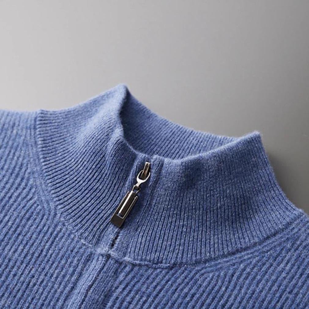 Men's Solid Wool Warm Sweater Stand Collar Thickened Cardigan Casual Knitted Top