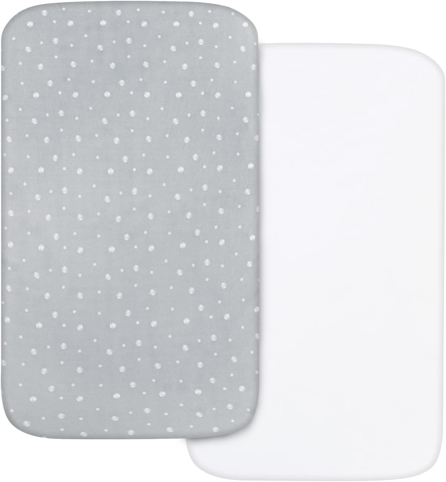 Next to Me Crib Sheets Fitted 83x50cm, Baby Bedside Crib Sheets 2 Pack, Ultra Soft, White & Grey Dot Print