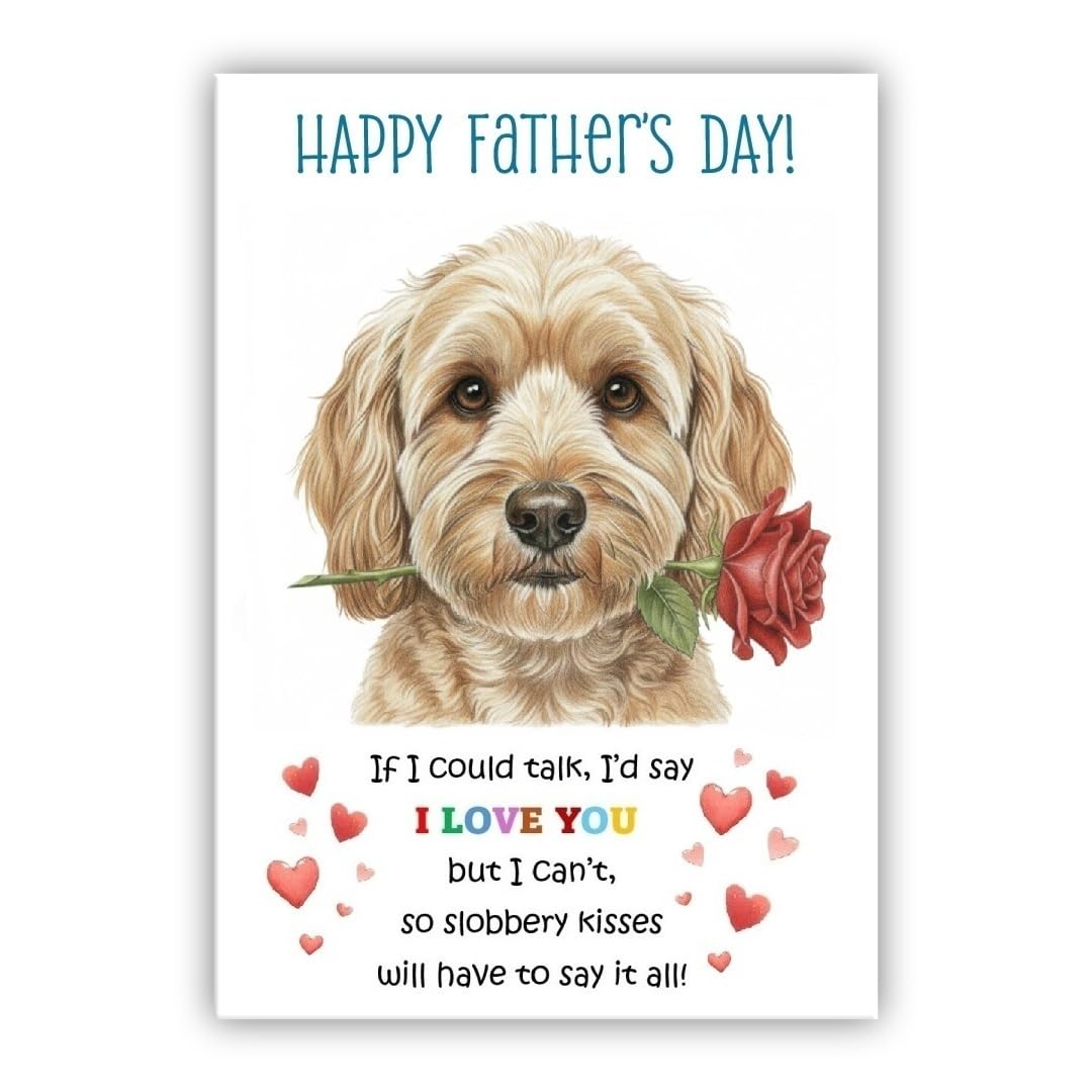 Father’s Day Card From the Dog. Adorable Fathers Day Pet Card. Many Breeds Available. (• Cockapoo beige– Cockerpoo)