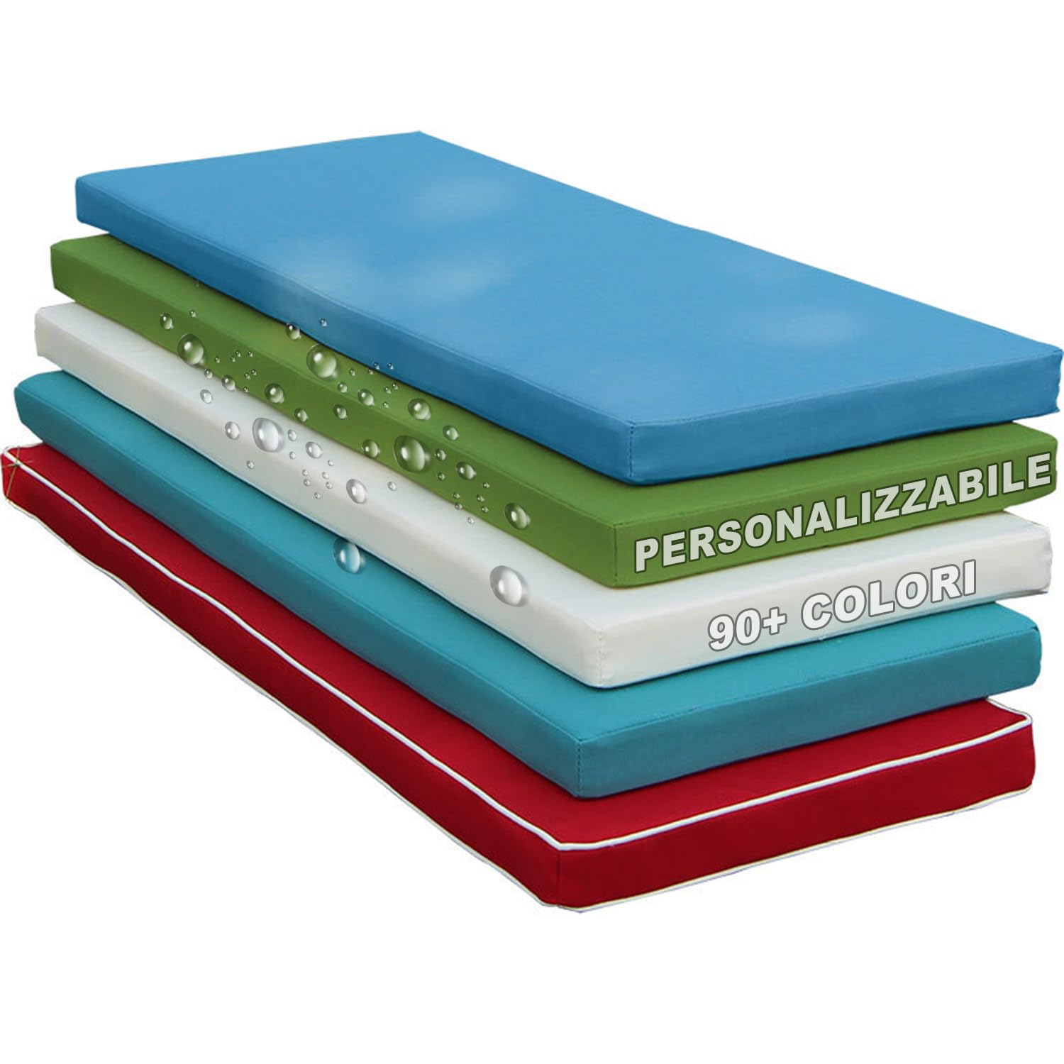 Spatium Cuscino per panca Sfoderabili Impermeabile Rivestimento Trapuntato 30 taglie tra cui scegliere 7 colori(140 x 60 x 10cm Blu