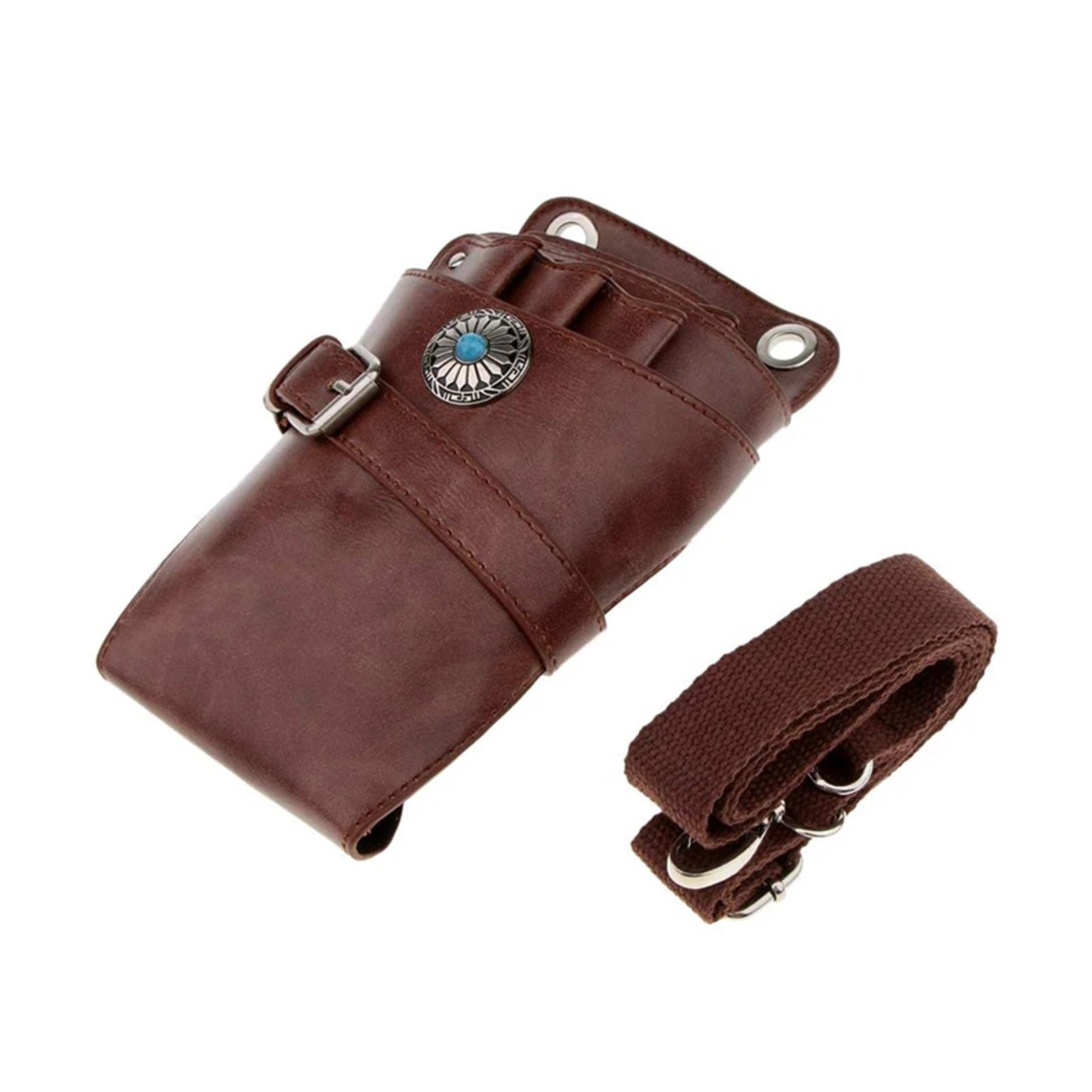 Borsa Per Attrezzi Da Parrucchiere Fondina in pelle for forbici, fondina con cintura, parrucchieri, parrucchiere, da barbiere, porta-cintura(Dark Coffee)