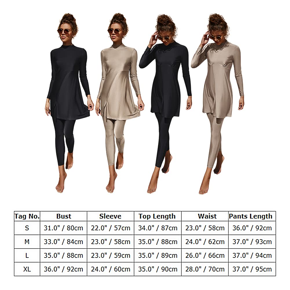Mujeres Trajes de Baño Musulmanes Islámicos Modest Cobertura Completa Burkini Manga Larga Pantalones de Natación Verano Traje de Playa Trajes Rashguards 2 Piezas