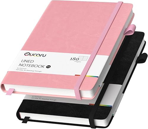 Miniatura 45 de Oucaru Cuaderno rayado, paquete de 4, 180 páginas, diarios A5 para escribir, papel grueso de 100 GSM, cuadernos pequeños diarios para mujeres y 4