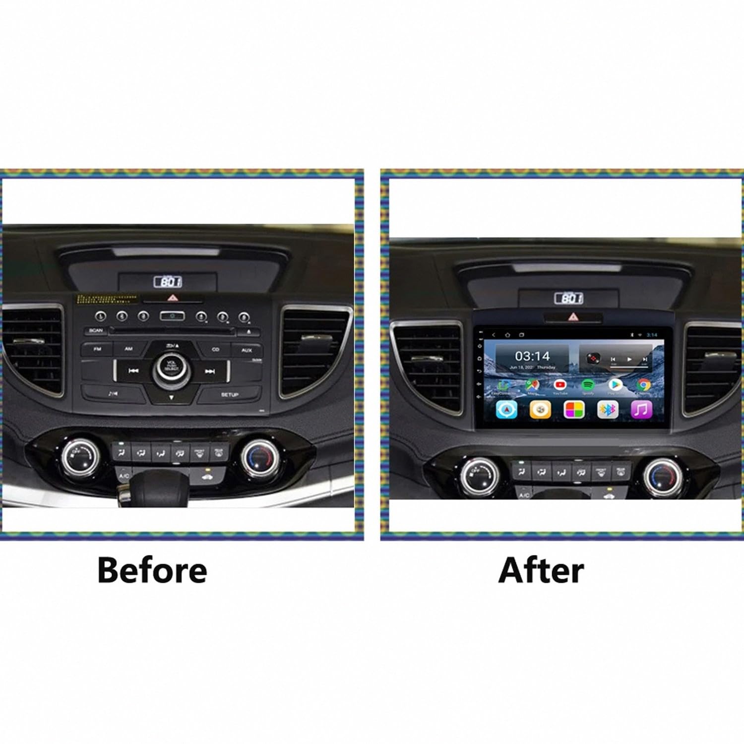 Radio Macchina Touch Screen per Honda CRV 2011-2015 Wireless Carplay Android Auto Stereo Auto Bluetooth Ips con Pantalla Táctil con Gps, 4 Nucleo 1G+32G