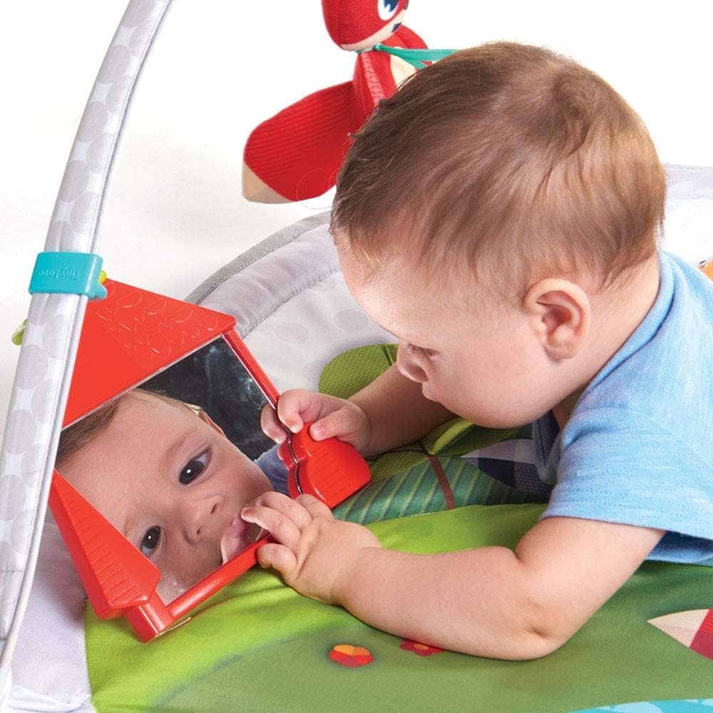 Tiny Love Dynamic Gymini Palestrina bambini evolutiva con Archi Regolabili, Palestrina musicale con gioco con musiche e luci, Tappeto Gioco pieghevole grande 100 x 90 cm, Collezione Meadow Days