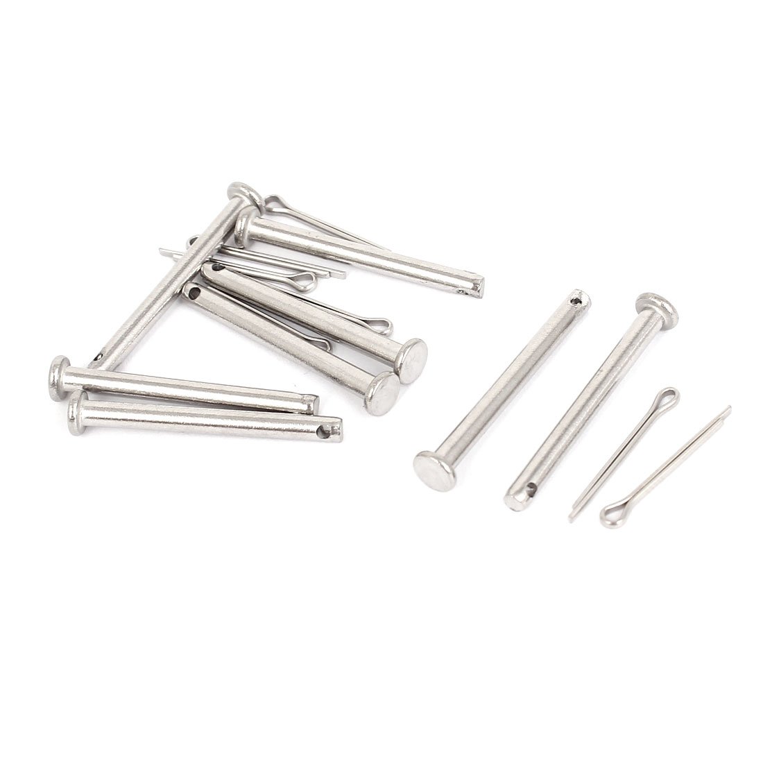 Uxcell Silver Tone Sourcingmap M3 X 30Mm Flat Head 304 Stainless Steel Clevis Pins Fastener 8Sets