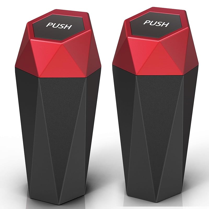 Lixeira Automotiva Portátil com Tampa, Formato Triangular, Vermelha, 2 unidades Keyiduid