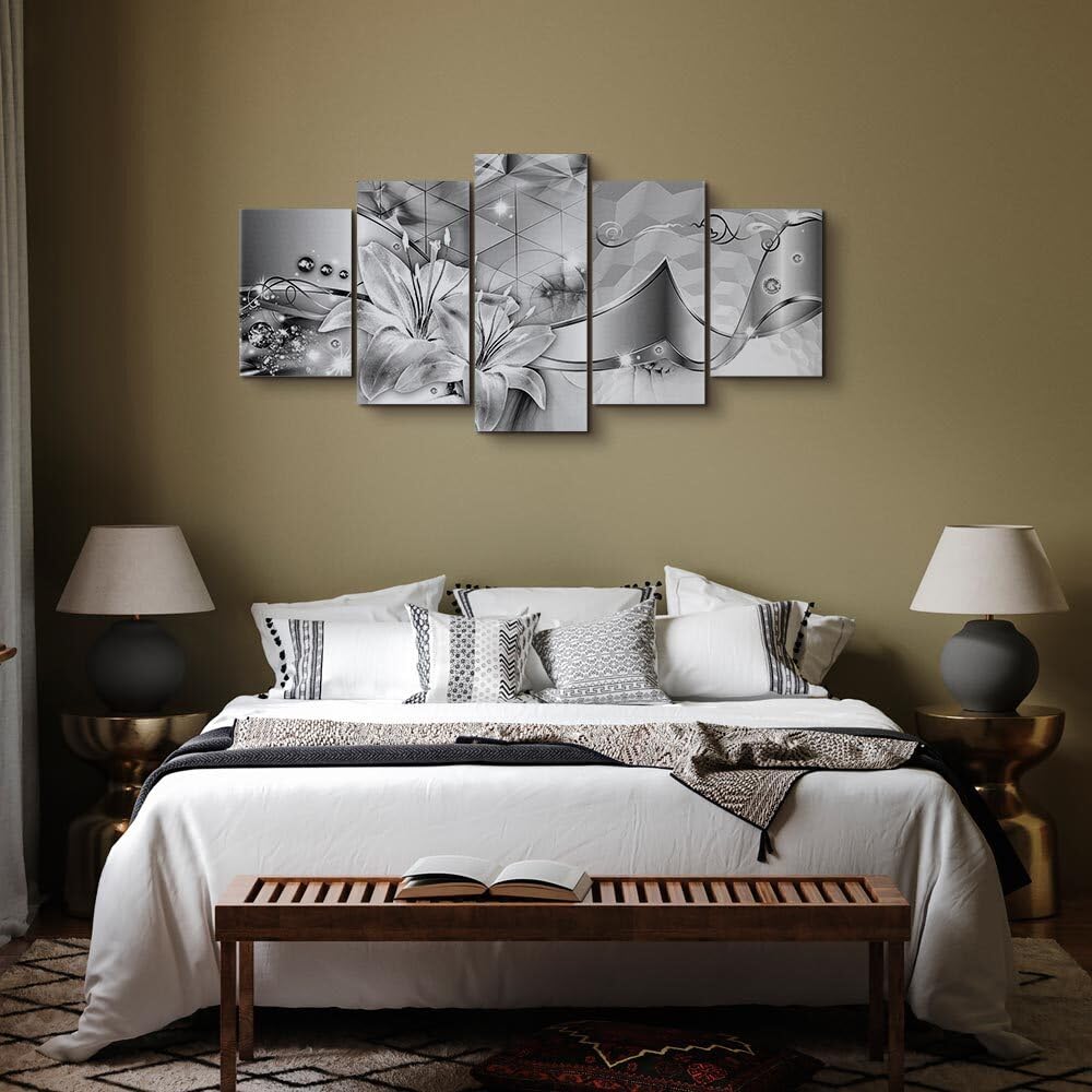 decomonkey Wandbilder Blumen 225x112.5 cm 5 Teilig Leinwandbilder Wanddeko