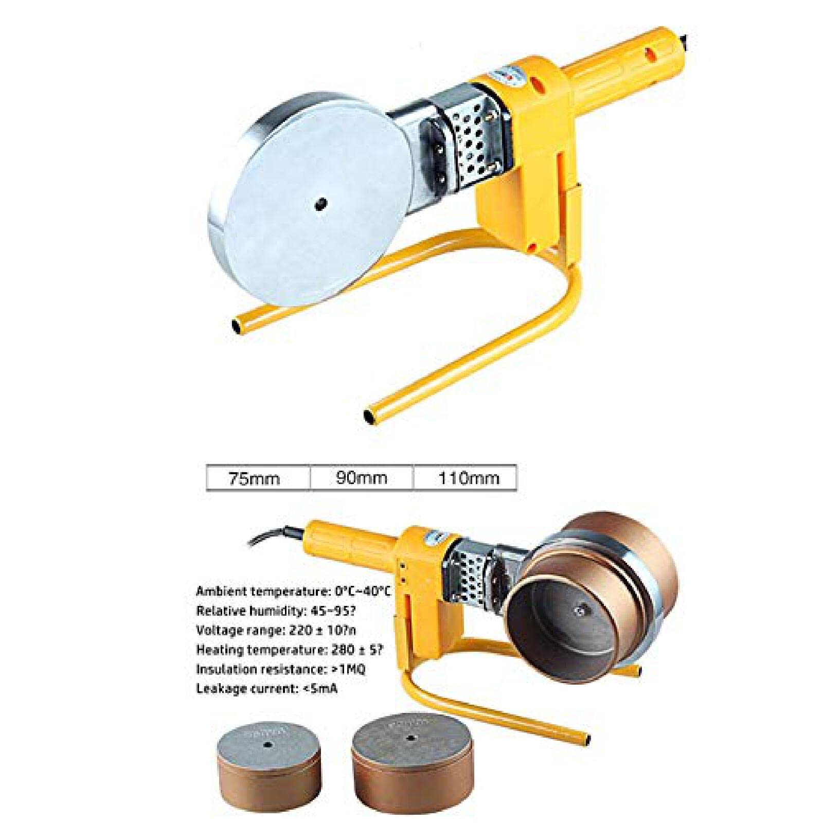 Soldador por Fusión De Tuberías, Máquina De Soldadura De Tuberías De Agua, Máquina De Soldadura De Plástico Termofusible para Soldar Tubos De Cobre 75-110 Ppr/PE/PP,