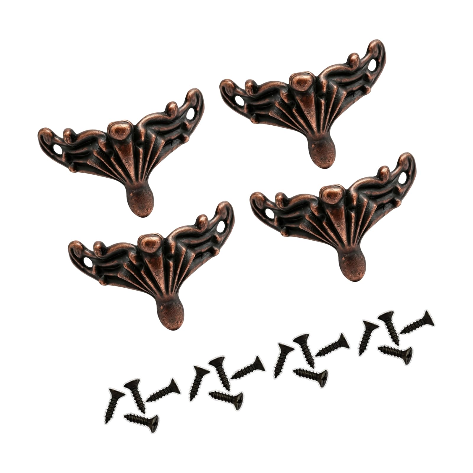 Alloneslife B Corner Mount Ox Feet Zinc Alloy Hardware 4 Piece Set With Screws For Wooden Ox Repair And Jewelry Case Decorative Feet Corner Hardware Jewelry Wooden Repair Zinc Alloy Legs Restoration Screw