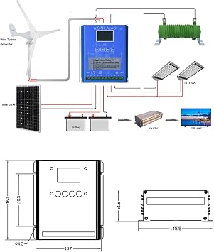 8000W Solar&Wind Hybrid System MPPT Charge Controller Free Energy Windmill with Vertical axis, Wind Turbine Generator Hybrid Charge Controller,24V