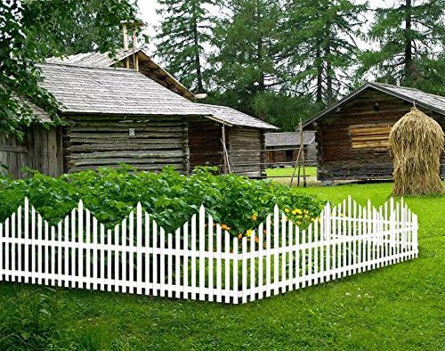 Mr. Garden PVC Picket Fence, Landscape Fence, Garden Borders, 4pack in