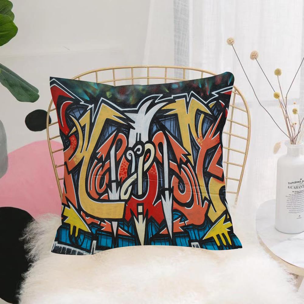HYMSXW Cushion Cover,Throw Pillow Case Home Decorative for Living Room Bedroom Sofa Chair 20X20 Inch,Contrast colors, geometry, street graffiti art,Pillowcase 50X50cm