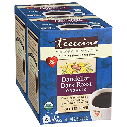 Teeccino - Organic Dandelion Dark Roast 2.12 Oz, 10 Bags Per Box, Pack Of 2 Boxes #TOP21
