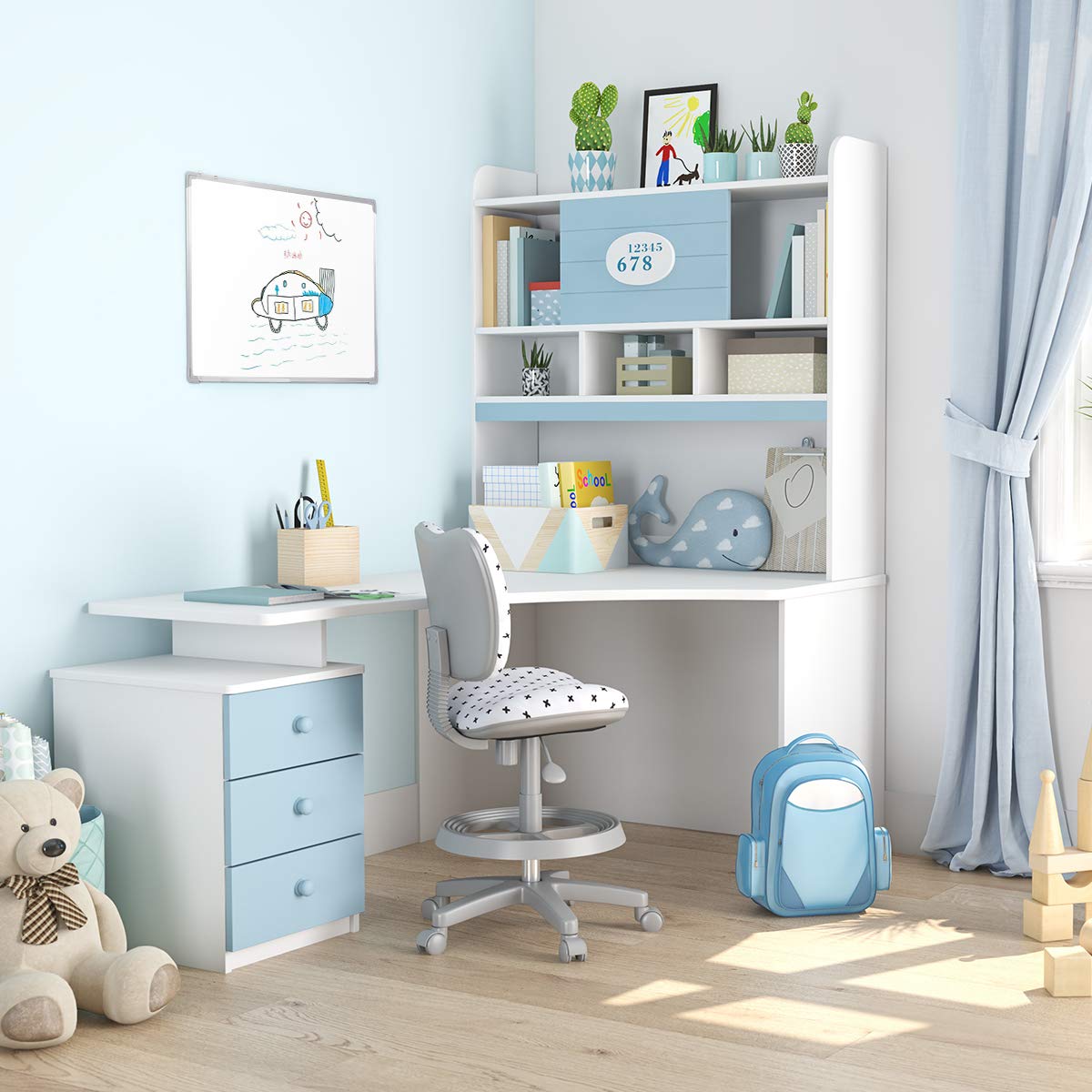 GOPLUS Tableau Blanc Effacable 60 x 40 CM avec Plateau Amovible, Tableau Magnetique Murale, Cadre en Aluminium, Incluant 2 Crochets, 3 Marqueurs, 2 Aimants, 1 Gomme, Idéal pour Bureau, École, Maison