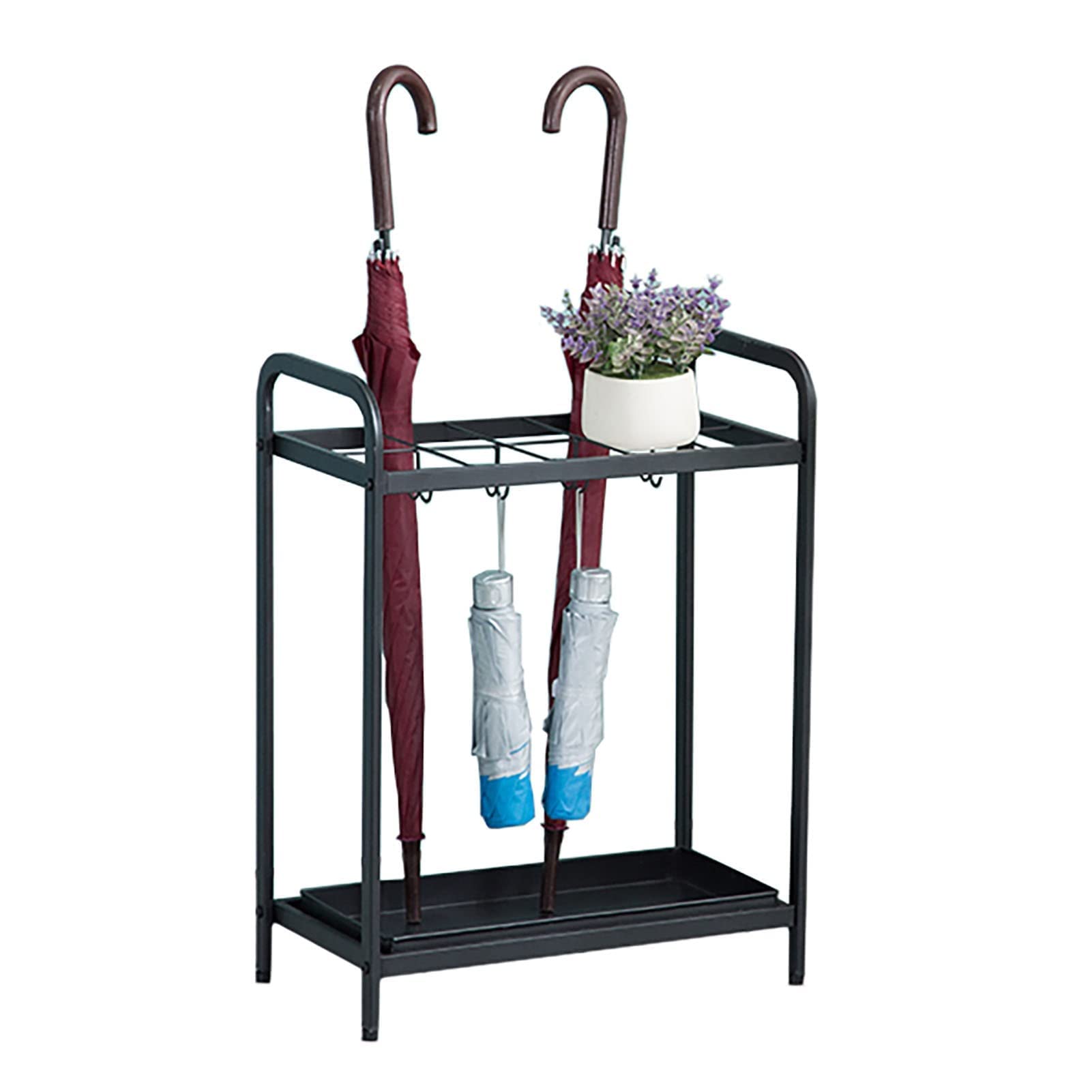 Porte-parapluie noir métallique à 10 trous pour résoudre le problème des sols mouillés au bureau