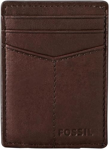 Miniatura 2 de Fossil Funda magnética minimalista de cuero para hombre con clip de dinero y bolsillo frontal Negro
