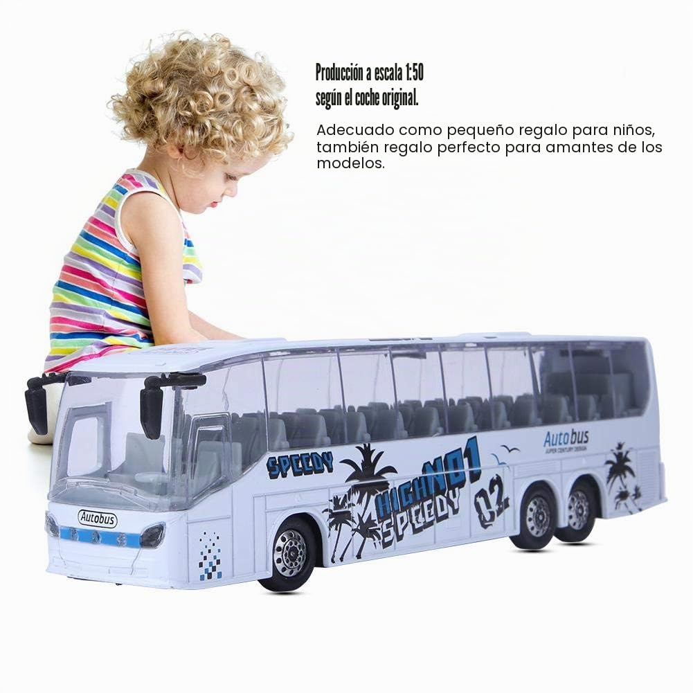 Zerodis Juguete Modelo de autobús de tránsito de simulación 1:50, Modelo de minibús, vehículos de Juguete extraíbles de aleación Vintage con música Ligera para Regalo de niños de 3 a 5 años