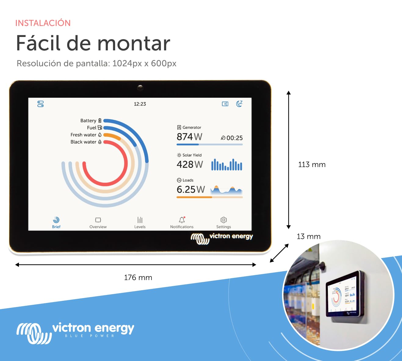 Victron Energy GX Touch 70, Pantalla remota (Impermeable)