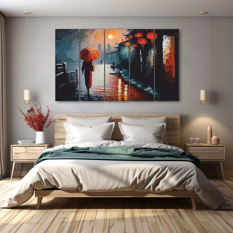 Image of The Castle Decor Abstract art painting with frame Big Size 36x60 Wall art for living room,Bedroom,Drawing room,Hotels-Wooden Framed-276