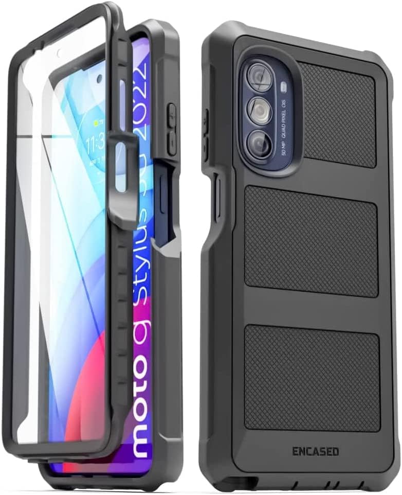 Encased 2-in-1 Belt Combo for Moto G Stylus 5G 2022 Case with Holster Clip Phone Pouch and Screen Protector (Black) - Image 3