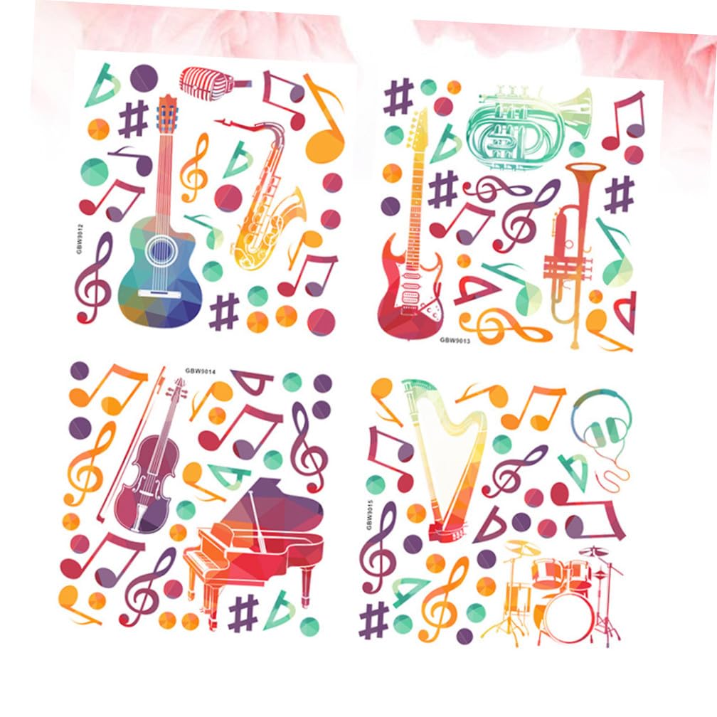 VILLCASE 3 Ensembles Sticker Mural Musique Autocollant Décoratif Note De Musique Décoration Murale Musicale Papier Peint Décoration Murale Notes De Autocollants 4 Pièces * 3
