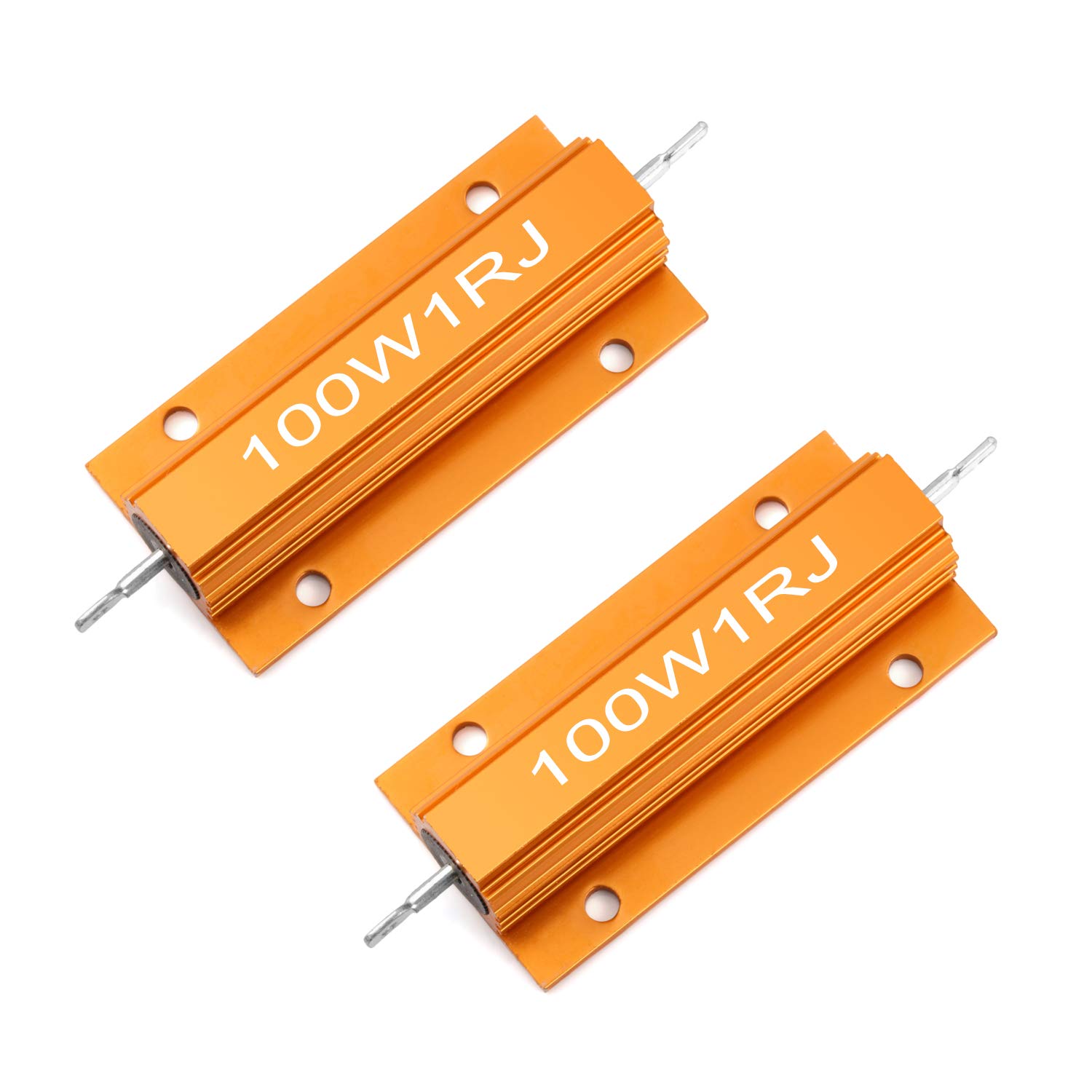 Chanzon 2pcs Wirewound Aluminum Shell Resistor 1 Ω ohm 100W ±5% Tolerance 1R Rohs Certified