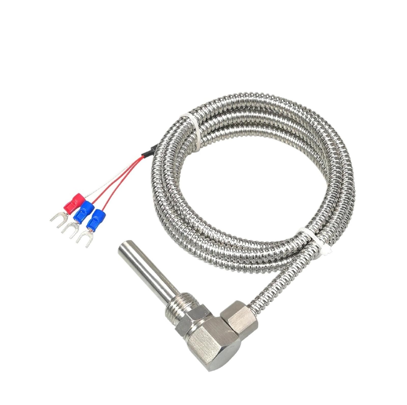 Capteur de température Sensor de Temperatura del cojinete del Motor, sonda RTD PT100, Sensor de Temperatura roscado en Forma de L, sonda Industrial de Acero Inoxidable(Pt100 4M)