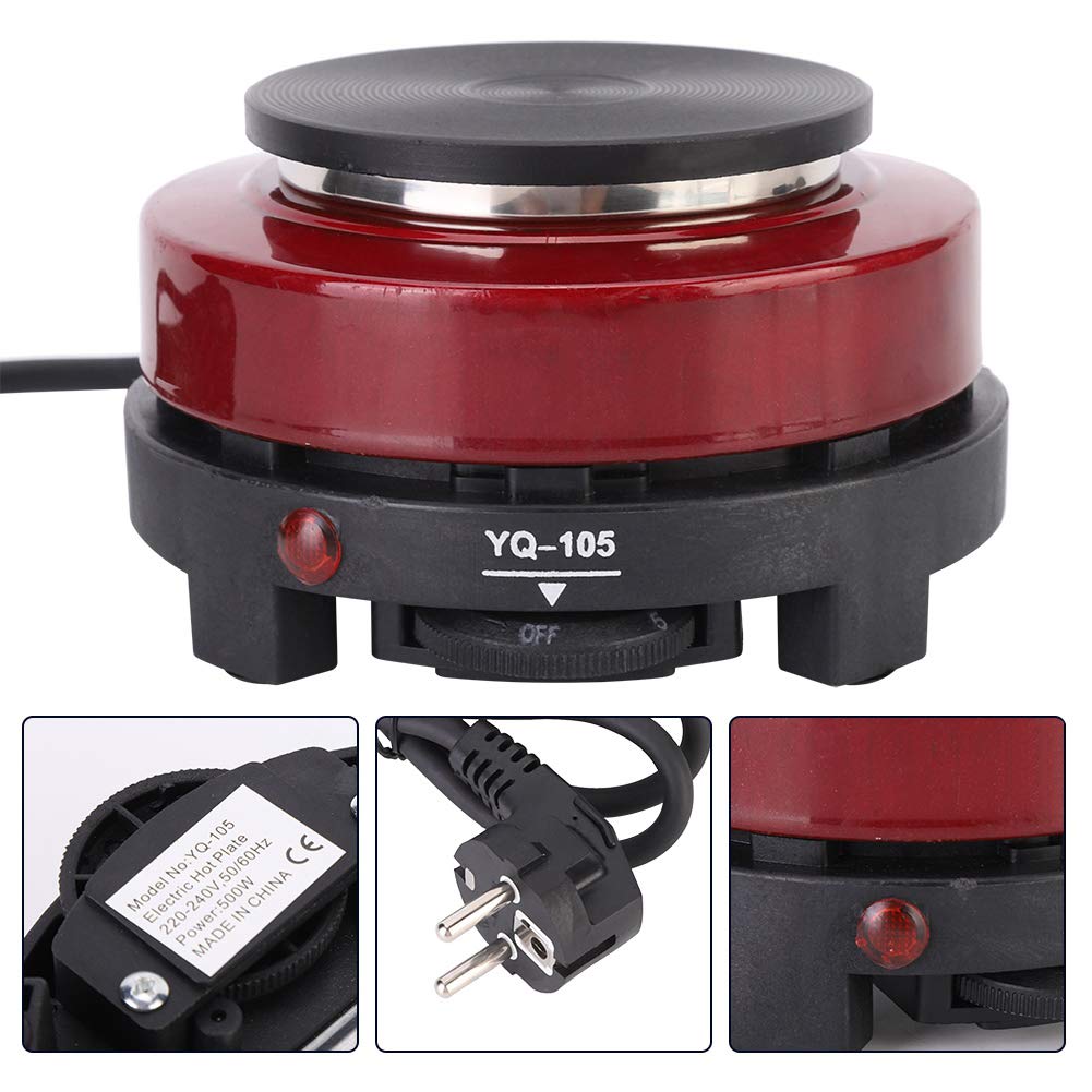 Cuisinière électrique plaque chauffante Mini chauffage domestique portable 500W (prise rouge 220-240V EU)