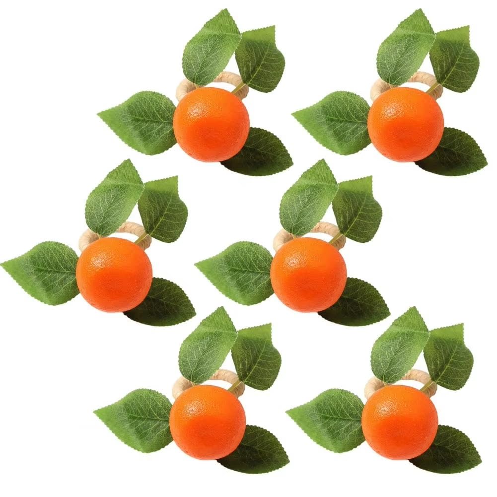 CTRLZS Orange Napkin Ring Bohemian Tangerine Napkin Buckles for Rustic Wedding PartyDecor Fake Tangerine Rope Napkin Rings