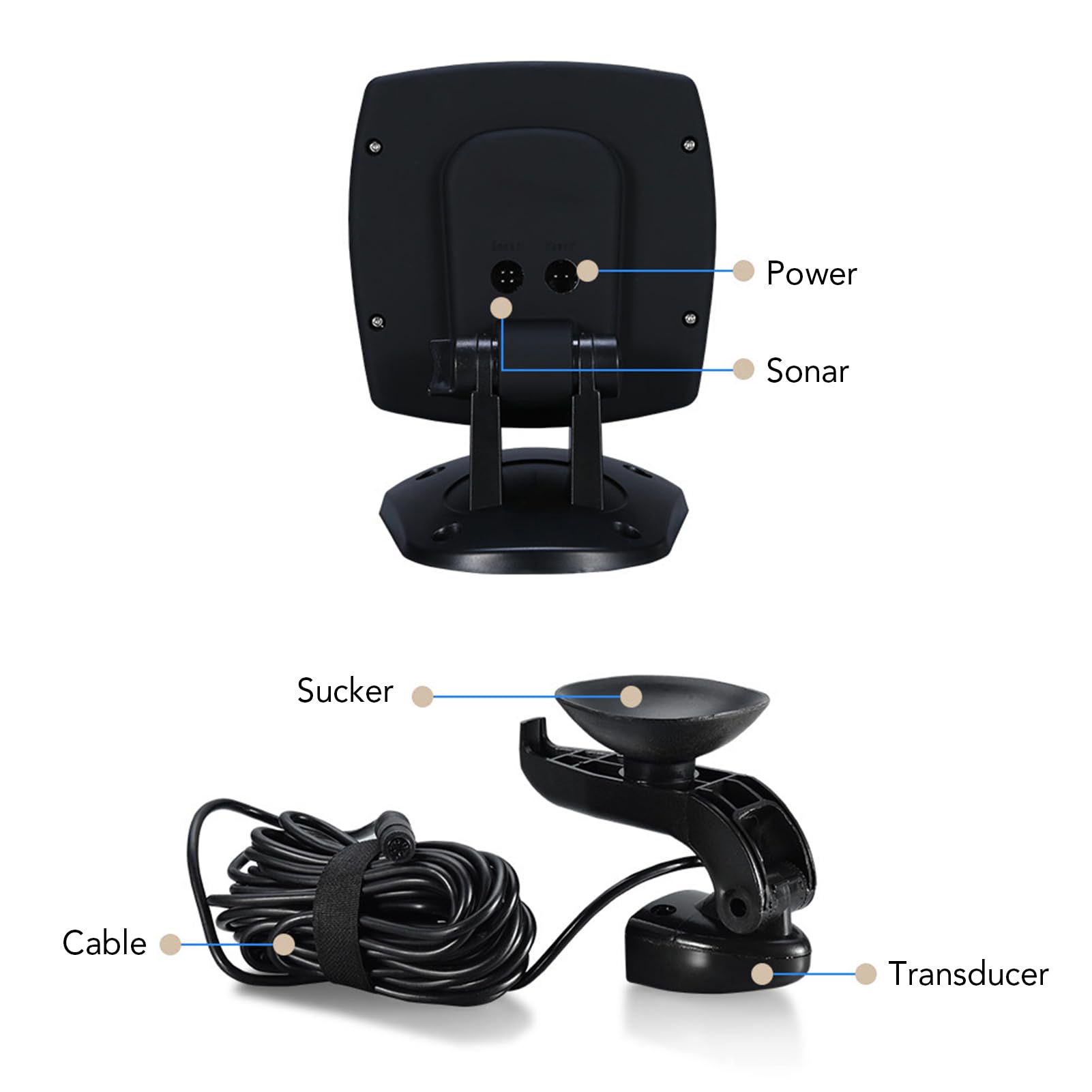 Fisch Finder Kabelgebundener Wandlersensor Fischfinder 45-Grad Unterwasser-Angelkamera Tragbarer Wasserdichter Unterwassermonitor LCD Fischsucher Boot Fischdetektor