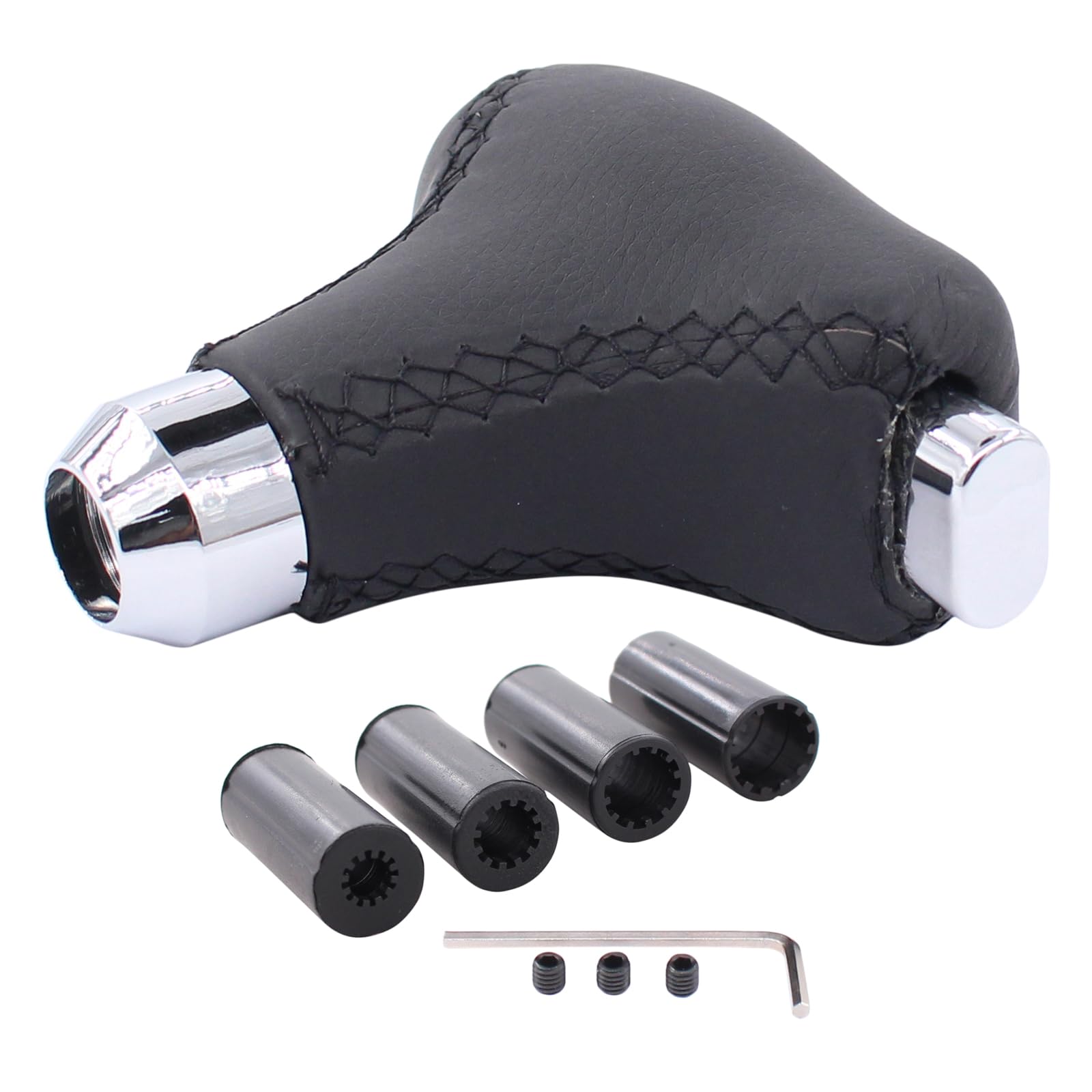 Black Universal Automatic Gear Shift Knob with 8mm 10mm 12mm 14mm Adapter for Automatic Transmission Vehicle