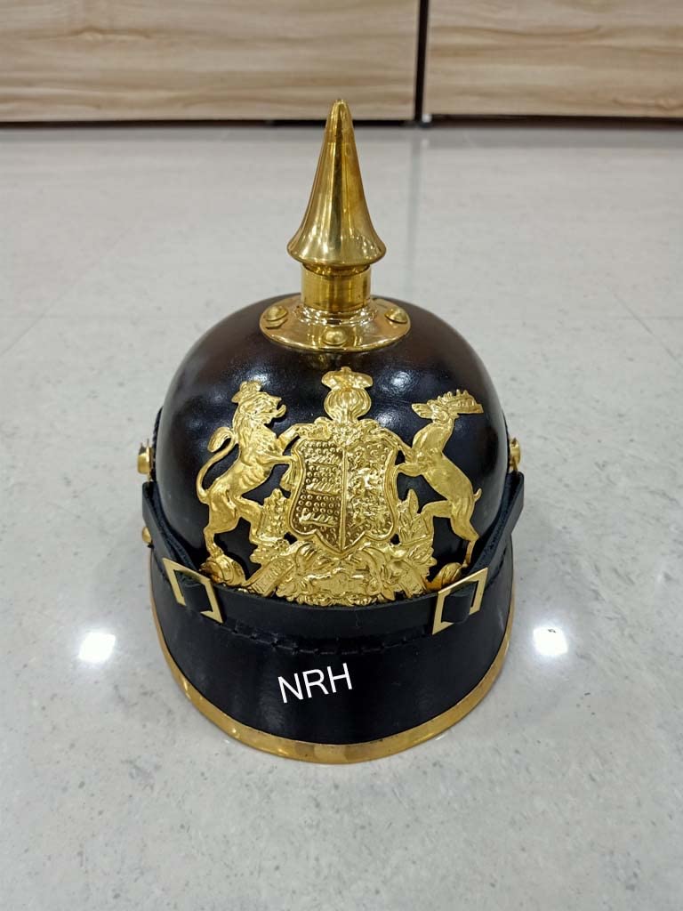 Nautical Replica Hub Wurttemberg Brass German Pickelhaube Imperial Prussian Helmet - Black Leather, 8X9X26 Inches - Image 2