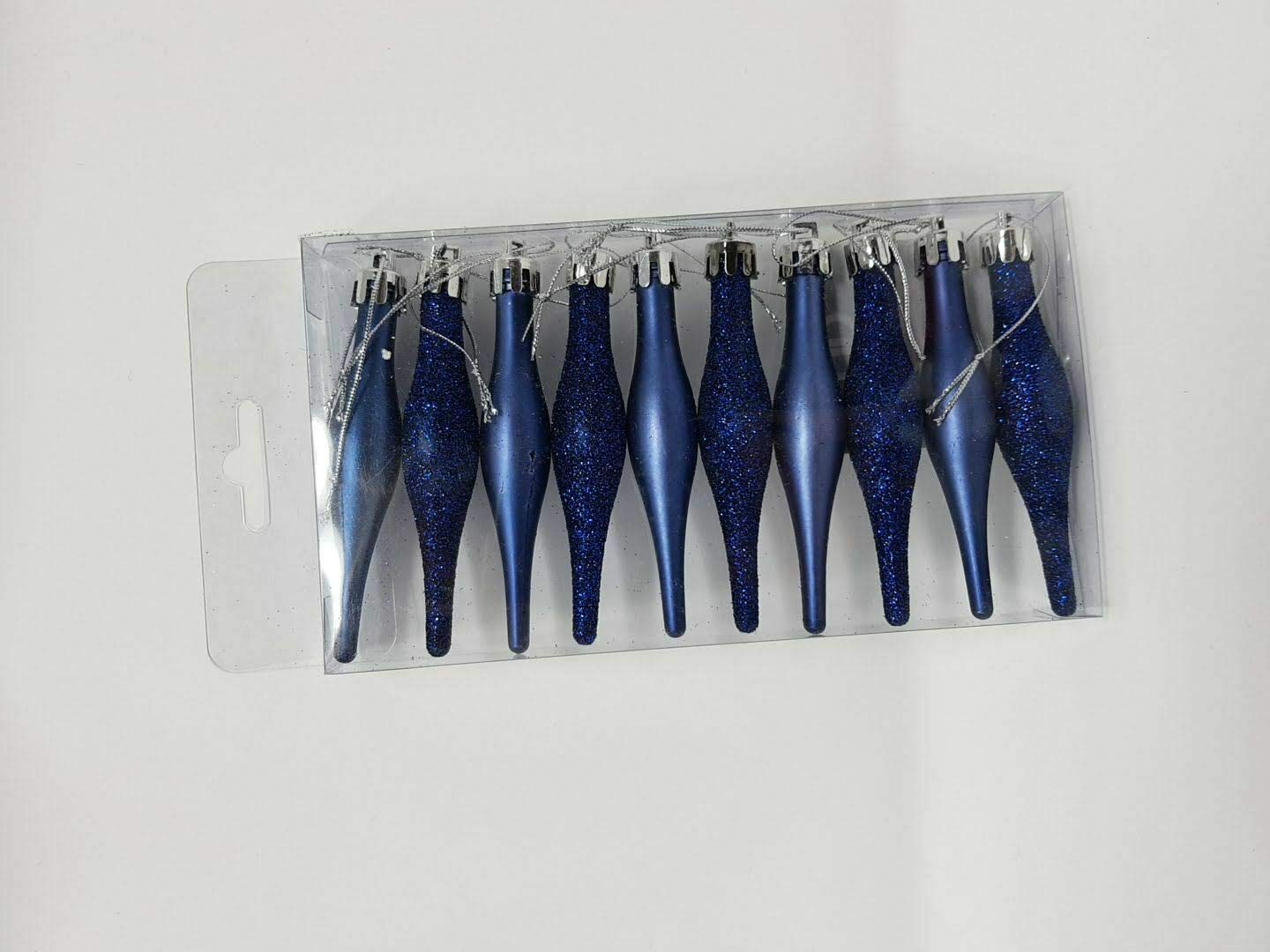 HoitoDeals 10Pcs Glitter Droplet Baubles Icicles Baubles For Christmas Tree Decor Item