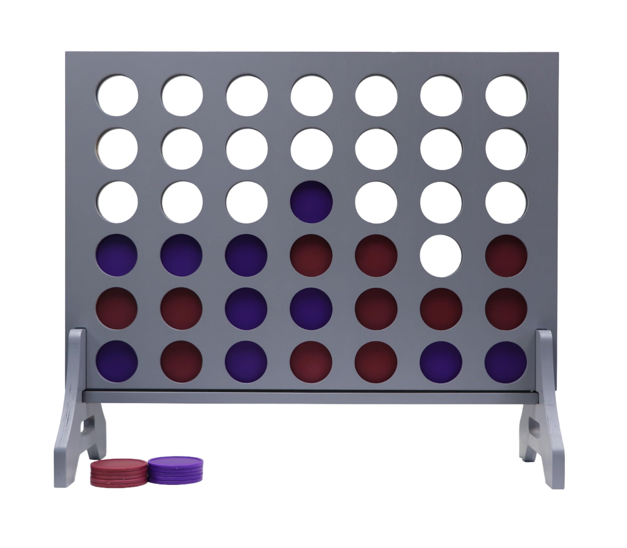 Giant 4 in a Row Game for Family &amp; Adults – Tailgating Pros Jumbo Grey Wooden Four in a Row Indoor &amp; Outdoor Yard Game for Family Party Fun, Portable Activities for Patio, Backyard, and Camping