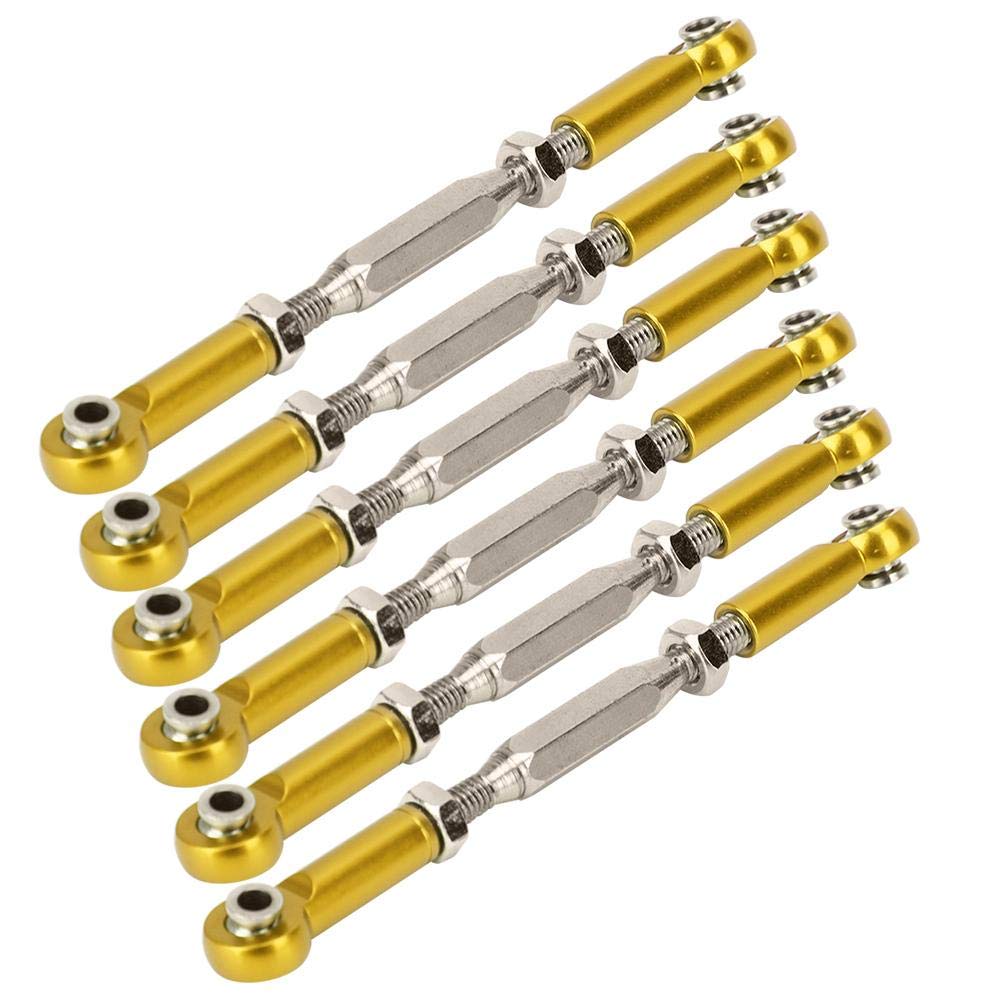Dilwe RC Tie Rod, 81mm Adjustable Aluminum Servo Links Tie Rod Compatible with 1/10 RC Truck. 6PCS(Gold)