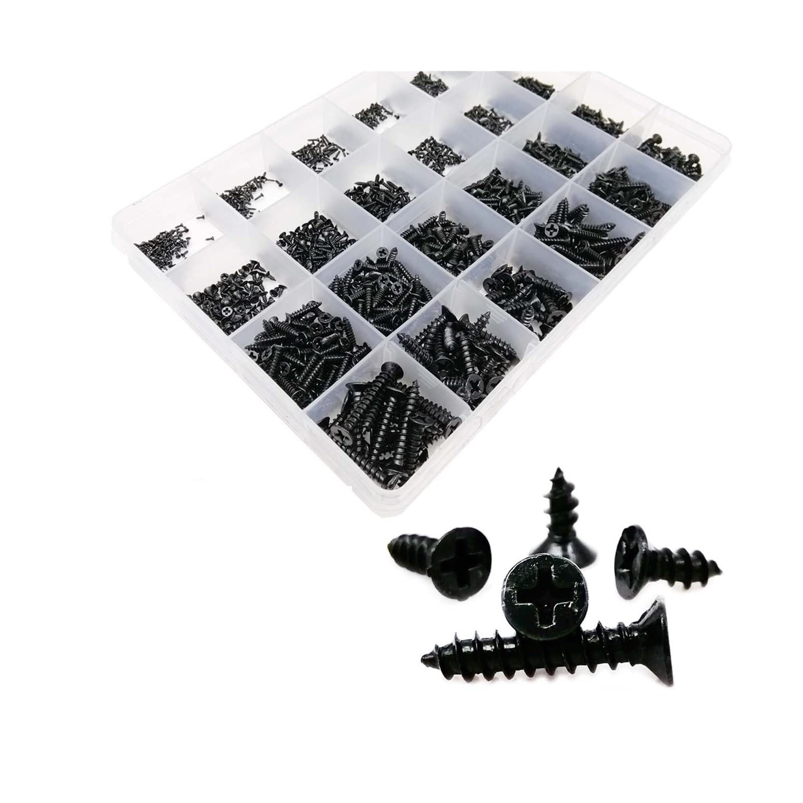 Youngran 700/1000 / 2010pc M1 M1.2 M1.4 M1.7 M2 M3 M4 For Phillips Negro Cross Pat Farersunk Head Auto-Toque Tornillo de Madera Juego de Surtido Kit Leisurely (Color : Set D 2010pcs)