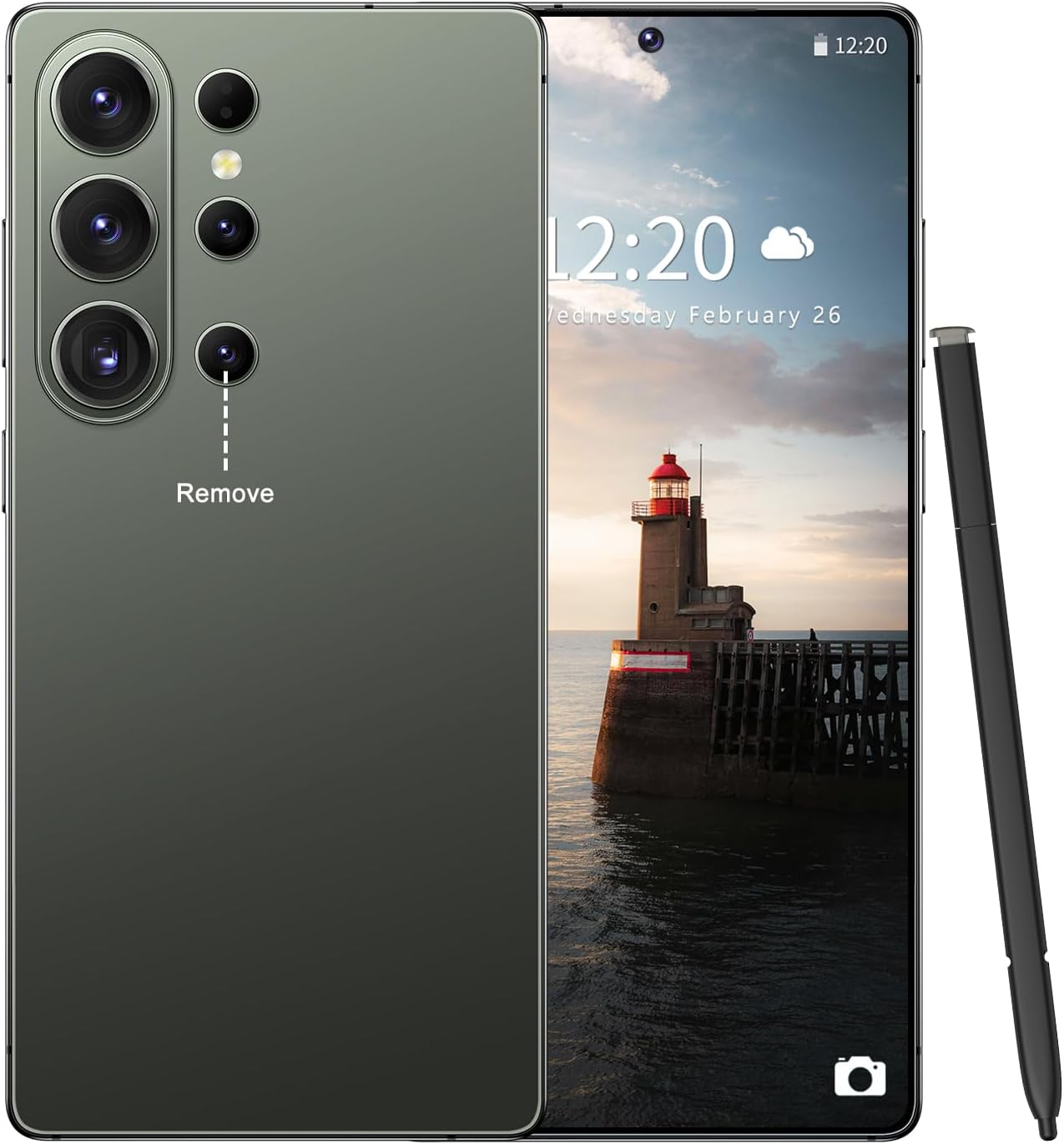 Huness S26 Ultra Unlocked Phone,Built in Pen The Phone,Cell Phone Battery 7000mAh 6.99" HD Screen,Android 15 16+512GB Smartphone,Dual SIM/5G/Face ID/Fingerprint Lock/GPS (Green, 16+512G)