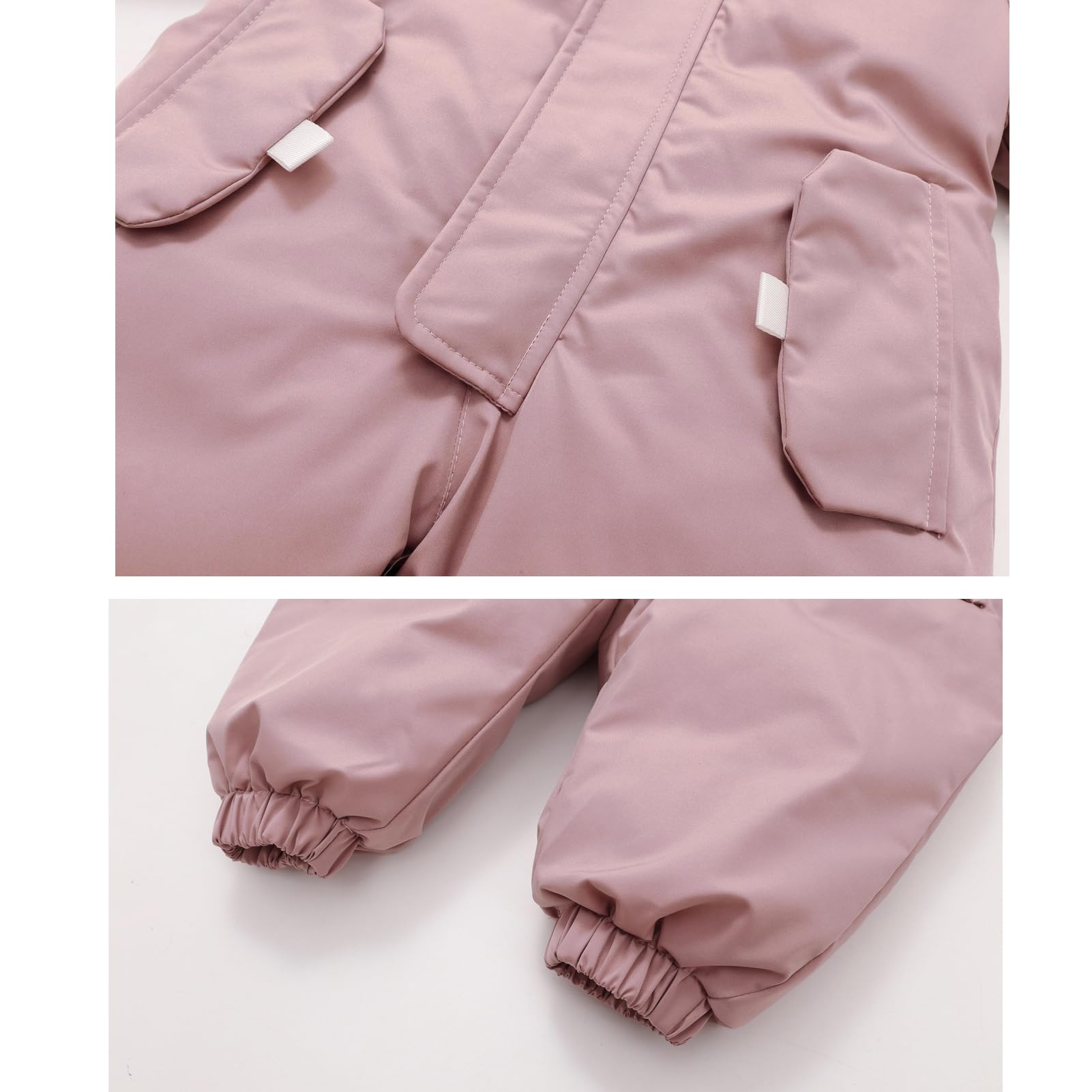 BRONG Niño Traje de Esquiar Mameluco Niñas Traje de Nieve Invierno Cálido Nieve Lana Chaqueta Impermeable Traje Desmontable Cuello de Piel a Prueba de Viento Trajes
