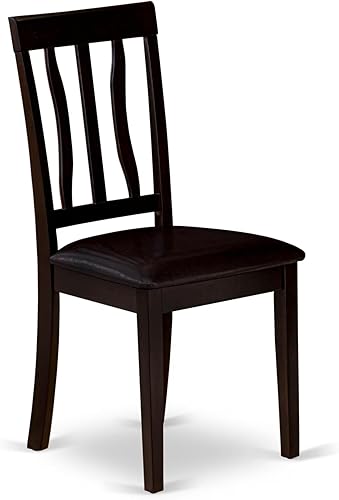 Miniatura 4 de East West Muebles Silla De Comedor Envejecido con asiento de piel sintéticaConjunto de 2