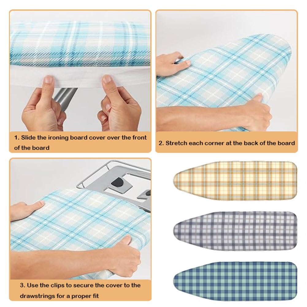 Funda elástica para tabla de planchar de 130 x 50 cm, parte superior de algodón para un planchado rápido y fácil, color marrón, se adapta a tablas estándar (39.3 pulgadas de largo x 15.3 pulgadas de