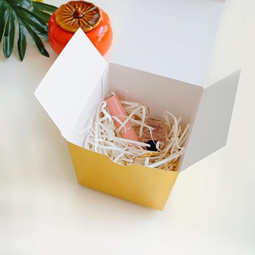 Miniatura 4 de SHIPKEY 10 cajas de regalo doradas con tapas, cajas de regalo de 4 x 4 x 4 pulgadas, cajas cuadradas para cumpleaños, día de Pascua, baby shower y