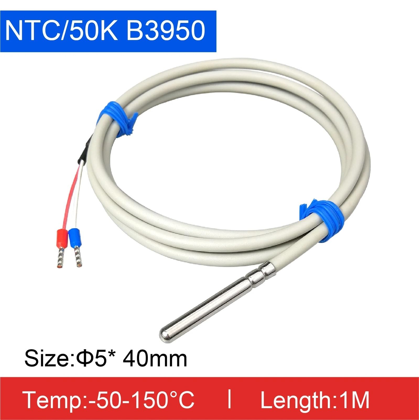 Czujnik temperatury NTC Wodoodporna sonda Termistor 10K/50K/100K Przemysłowy czujnik temperatury antyolejowej (NTC-50K-1M)