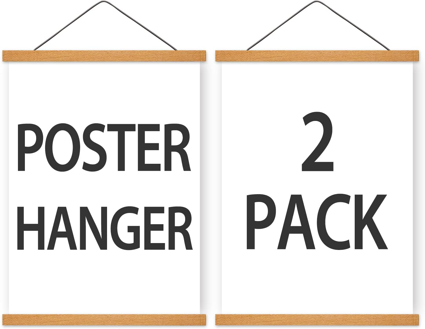 Poster Hanger Magnetic Frames, Strong Magnet, Wood Poster Hanger for Diamond Painting, Maps, Pictures, Prints, Scrolls, Canvas Artwork, Movie Poster, Bedroom, Office, Dining Room Teak