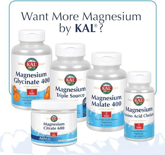 KAL Stress B Mag Glycinate, B Complex Vitamins Plus Magnesium, Active Forms Coenzyme Vitamin B-6, Methylcobalamin, and Folate from 5-MTHF, Healthy Mood & Relaxation Support, 30 Servings, 60 VegCaps