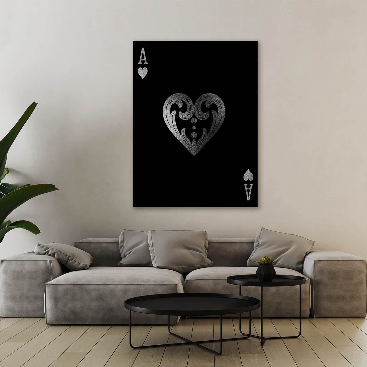 Poster artistico su tela argentata Ace of Hearts - Poker carte da gioco Casinò Pop Home Decor Stampa Poster Dipinto Piccolo 30,5 x 40,6 cm | Sense Canvas