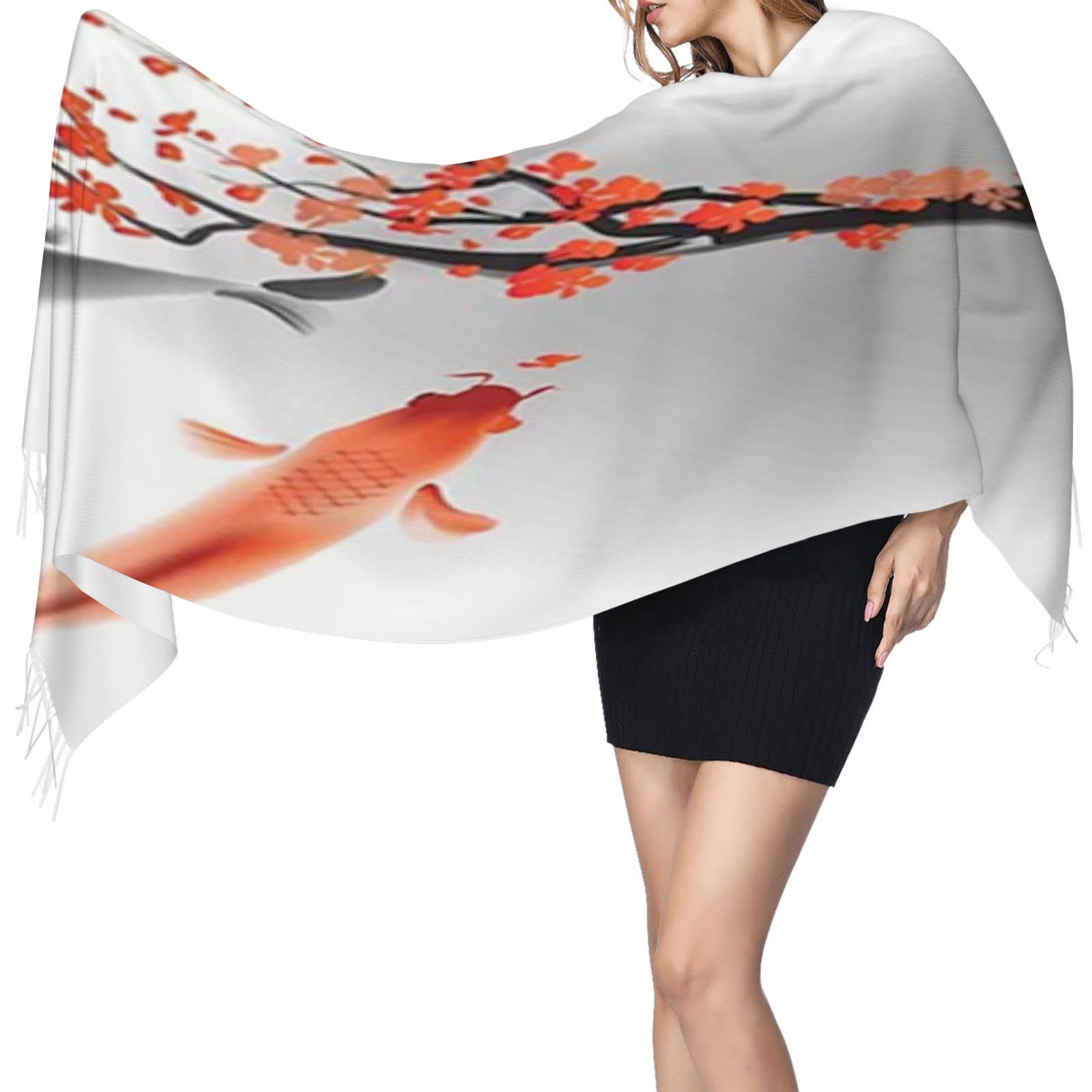 BUQIHU Fashion Design,Classic Scarf for Women Men,Polka Dots Shopping Biking Vacation,Soft Cashmere Feel Tassel Scarves,Multicolor,77.6x28.3in