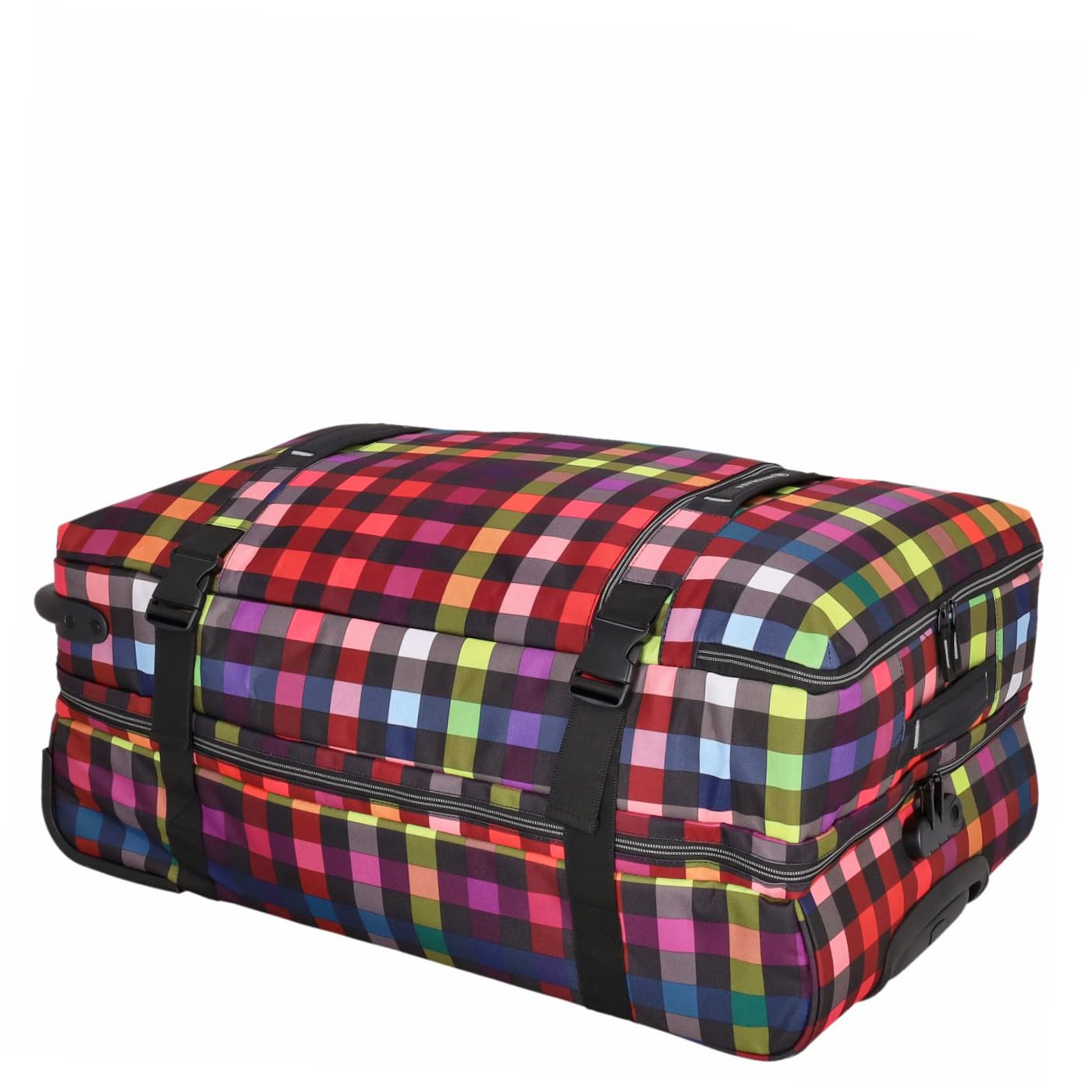 Reisetasche mit Rollen RT31 | große Reisetasche | Rucksackfunktion | praktische Fächer an den Seiten | Abnehmbarer, längenverstellbarer Schultergurt (multicolorcheck, L)